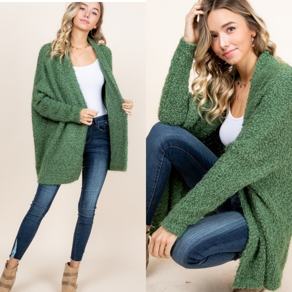 LAST 1! Gorgeous green popcorn cardigan - Picture 4 of 7